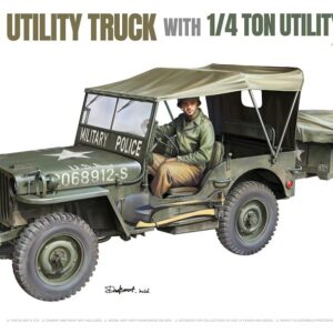Takom 1026 1/4 Ton Utility Truck Willy's Jeep with 1/4 Ton Utility Trailer 1/16