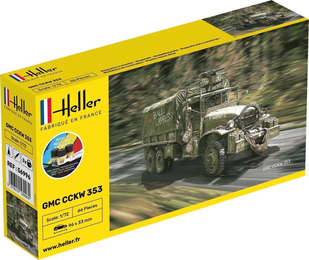 Heller 56996 GMC CCKW 353 Set incl verf, lijm , penseel.  1/72