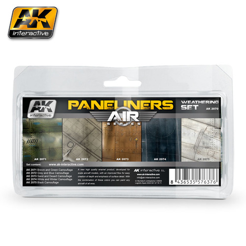 AK Interactive AK2070 Paneliners Weathering Set 35ml X 5
