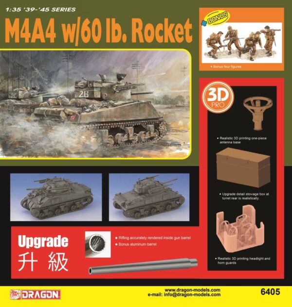 Dragon 6405 M4A4 w/60 lb. Rocket + 3D printed parts + Bonus figures 1/35 - Afbeelding 2