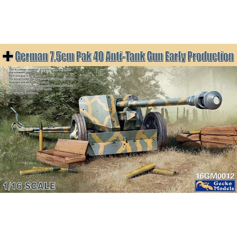 02 Gecko Models 16GM0012 German 7.5cm PaK 40 Anti-Tank Gun Early Production 1/16