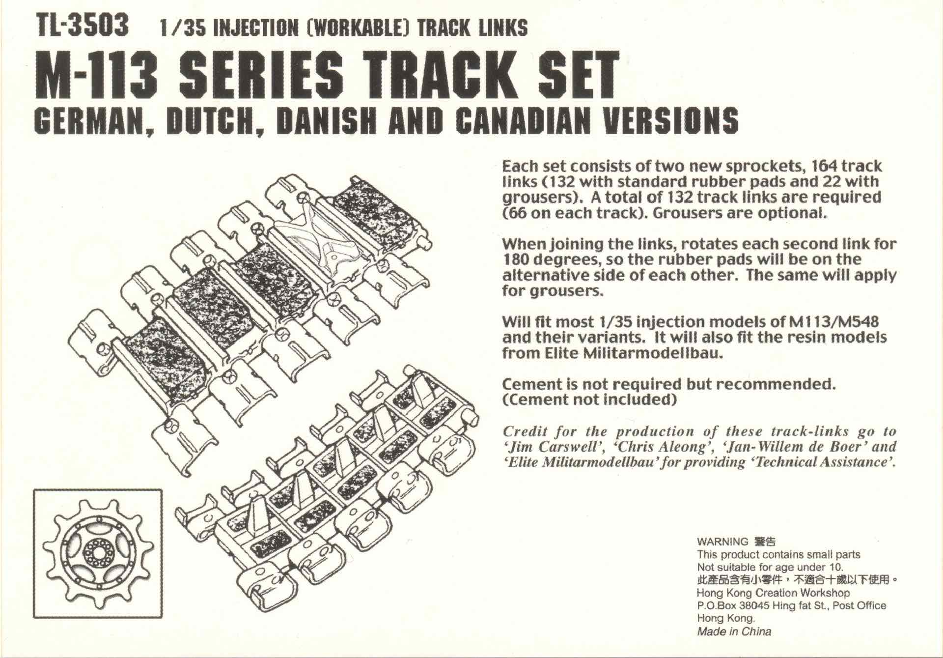H.K. Creation Workshop TL-3503 M-113 Series Track Set (Workable) 1/35