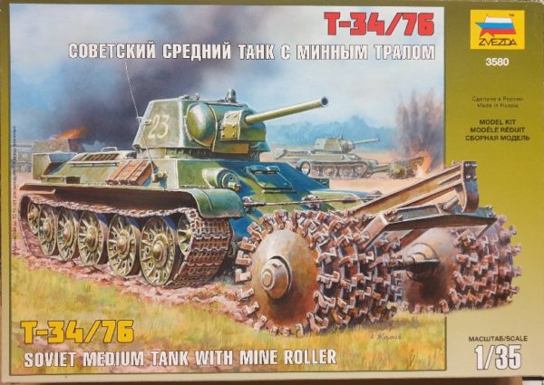 Zvezda 3580 T-34/76 Soviet Medium Tank w/ Mine Roller 1/35