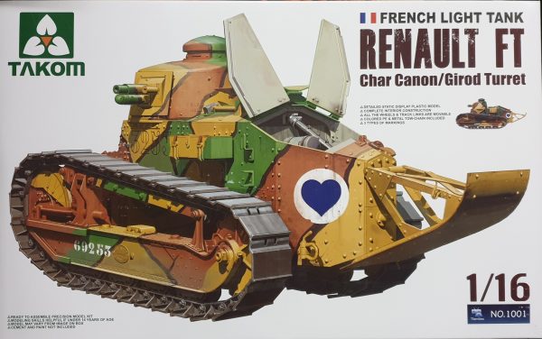 Takom 1001 Renault FT Char Canon / Girod Turret French Light Tank 1/16