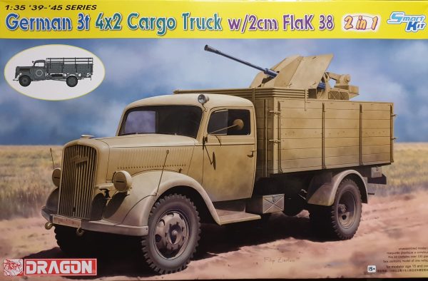 Dragon 6828 German 3t 4X2 Cargo Truck w/2cm FlaK 38 2 in 1 w/Bonus Figures 1/35