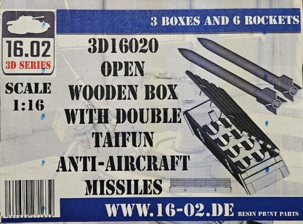 16.02  VK3D16020 Open Wooden Box with Double Taifun Anti-Aircraft Missiles 1/16