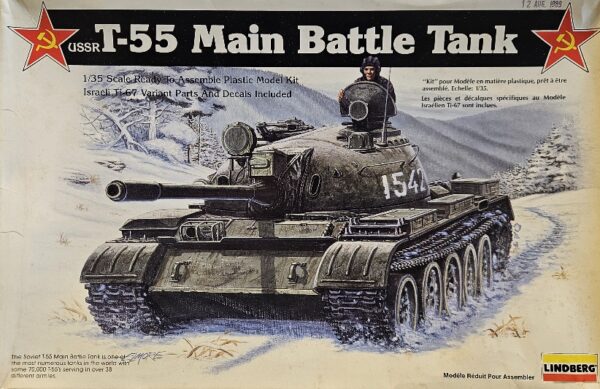 Lindberg 6001 USSR T-55 Main Battle Tank / Israeli T-67 parts and decals included. 1/35
