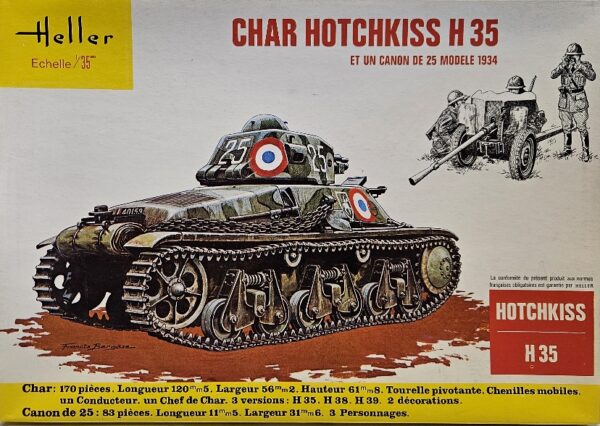 Heller 794 Char Hotchkiss H 35 et un Canon de 25 Modele 1934 1/35