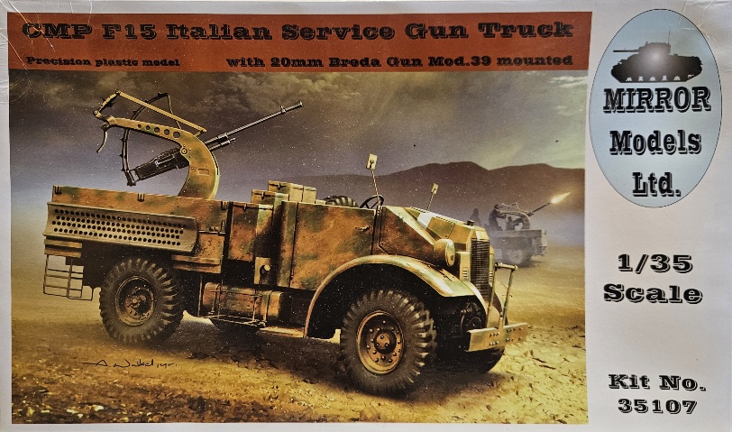 1 Mirror Models 35107 CMP F15 Italian Service Gun Truck w/20mm Breda Gun Mod. 39 Mounted 1/35