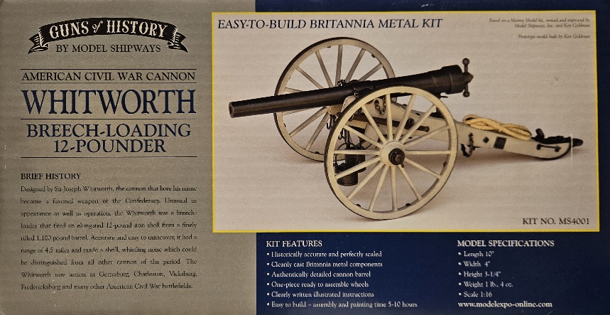 Model Shipways MS4001 American Civil War Cannon Whitworth Breech-Loading 12-Pounder 1/16