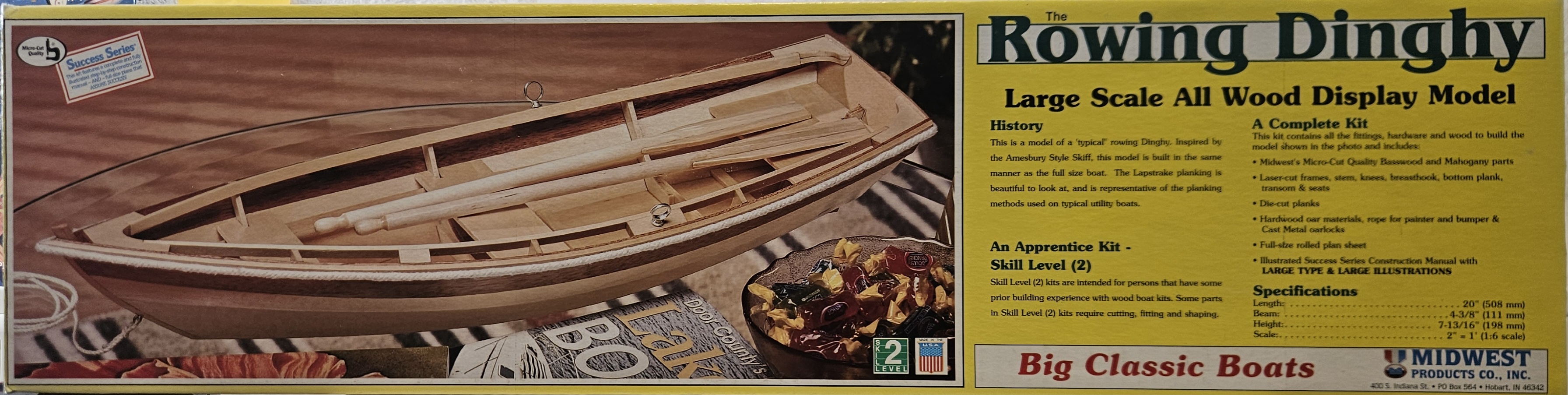 Midwest Products no. #948 The Rowing Dinghy Large Scale All Wood Model Kit 1/6