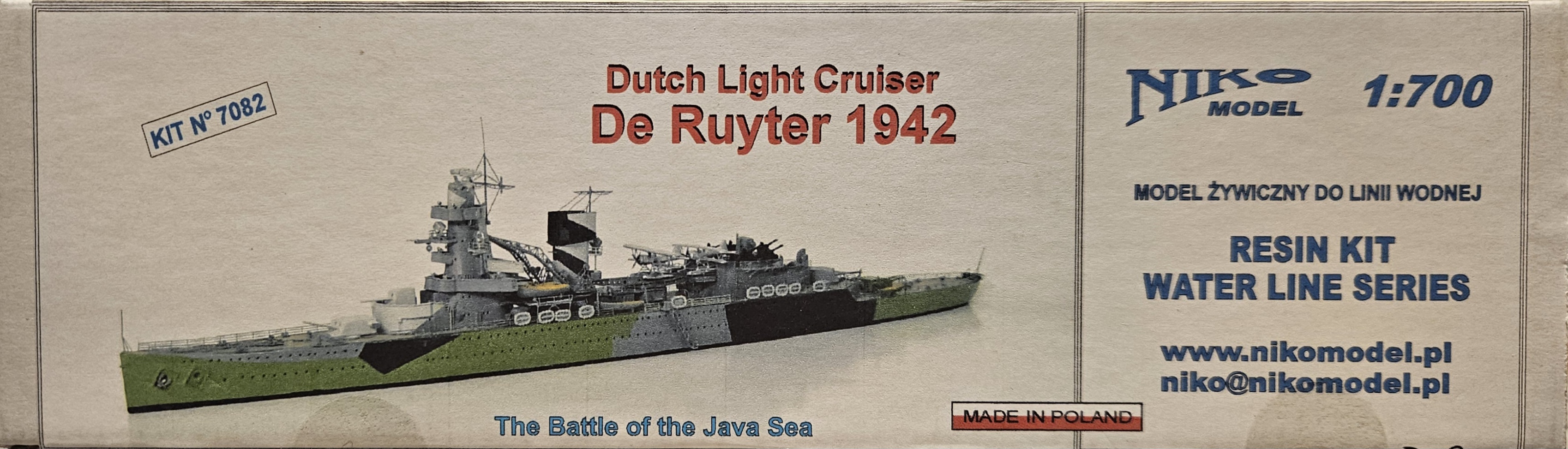 03 Niko Model 7082 Dutch Light Cruiser De Ruyter 1942 1/700