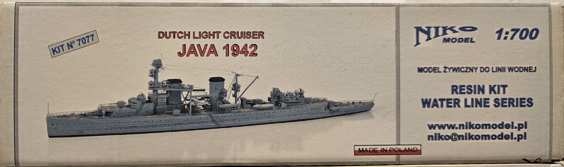 Niko Model 7077 Dutch Light Cruiser  JAVA 1942 1/700