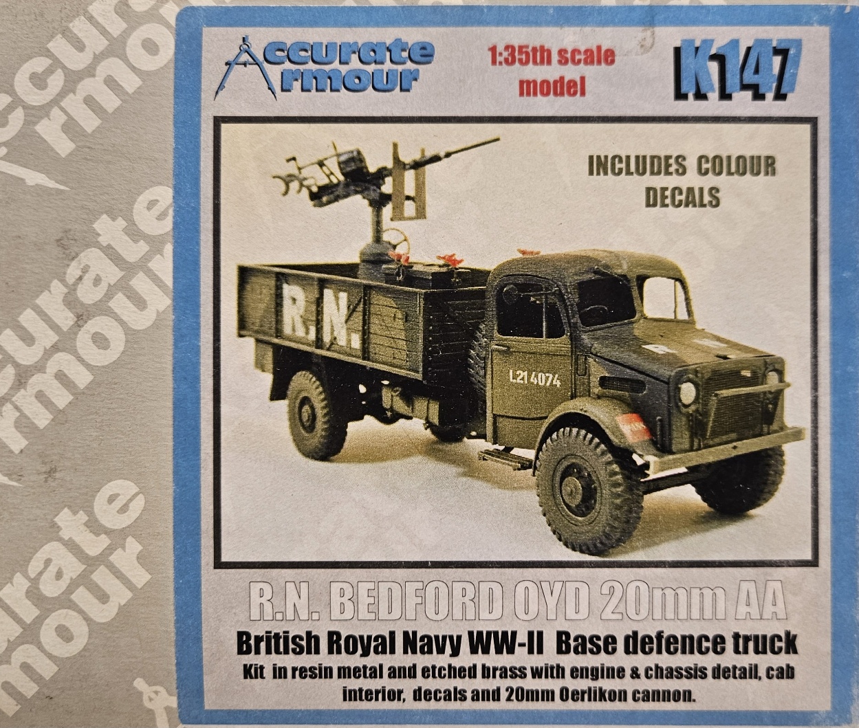Accurate Armour K147 R.N. Bedford OYD 20mm AA Oerlikon Cannon 1/35