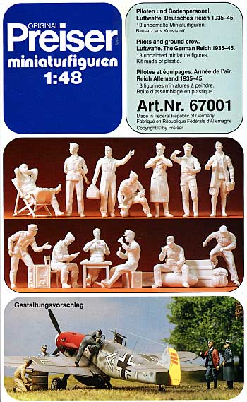 Preiser no. 67001 Pilots and Ground Crew Luftwaffe The German Reich 1935-45 1/48