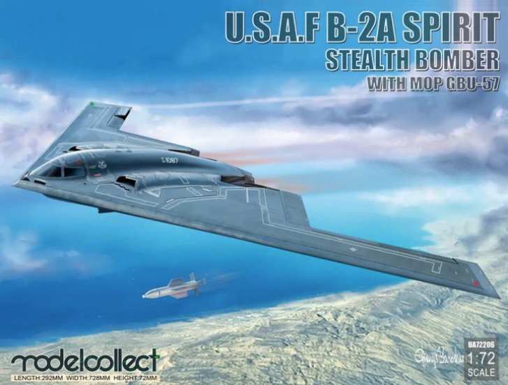 Modelcollect UA72206 U.S.A.F. B-2A Spirit Stealth Bomber w/MOP GBU-57 1/72
