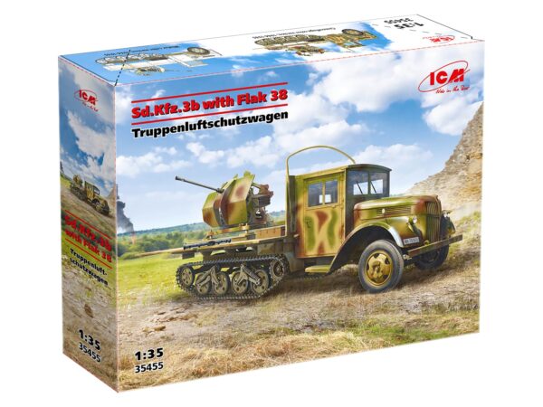 ICM 35455 Sd.Kfz.3b with FlaK 38 Truppenluftschutzwagen 1/35 - Afbeelding 2