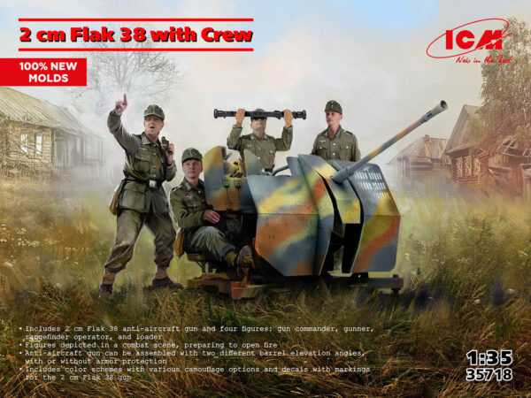 ICM 35718 2 cm Flak 38 with Crew 1/35