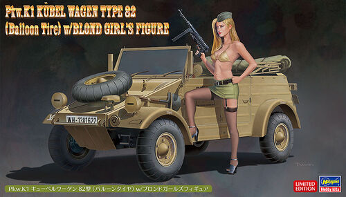 Hasegawa 52273 Pkw.K1 Kübelwagen Type 82 (Balloon Tire) w/Blond Girl’s Figure 1/24