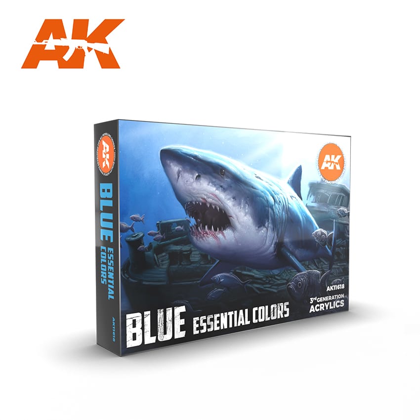AK Interactive AK11618 BLUE Essential Colors Set 17ml X 6