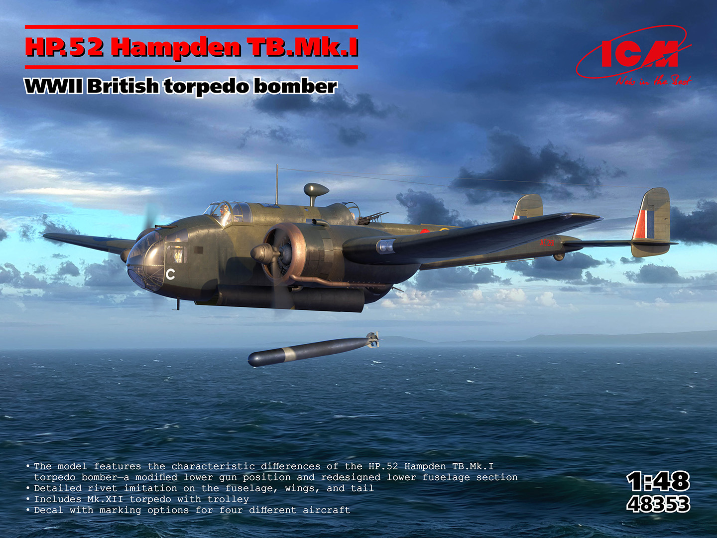 01 ICM 48353 HP. 52 Hampden TB. Mk.I WWII British Torpedo Bomber 1/48