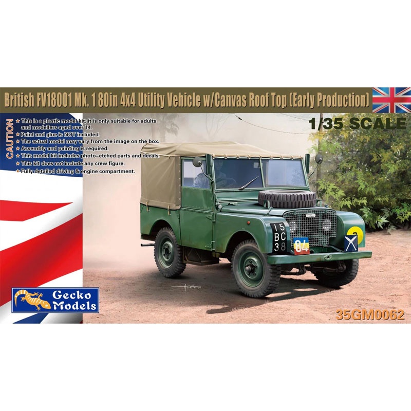 Gecko Models 35GM0062 British FV18001 Mk.1 80in. 4X4 Utility Vehicle w/Canvas Roof Top (Early Production) 1/35