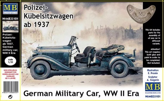 Master Box 35101 Polizei-Kübelsitzwagen ab 1937 German Military Car WWII Era 1/35
