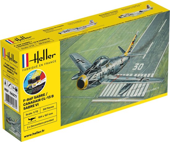 Heller 56277 F-86F Sabre / Canadair CL-13 B Sabre VI Set incl verf, lijm , penseel. 1/72