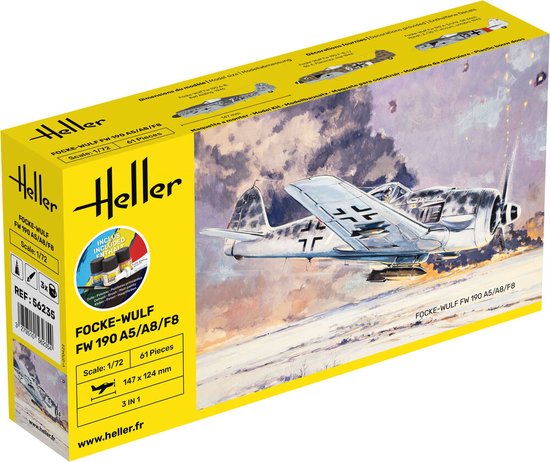 Heller 56235 Focke-Wulf FW 190 A5/A8/F8 Set incl verf, lijm , penseel. 1/72