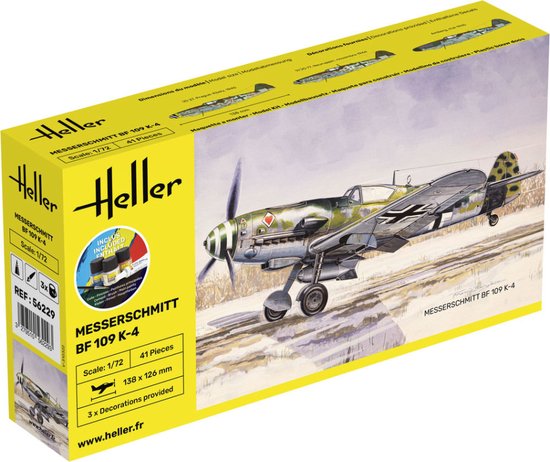 Heller 56229 Messerschmitt Bf 109 K-4 Set incl verf, lijm , penseel. 1/72