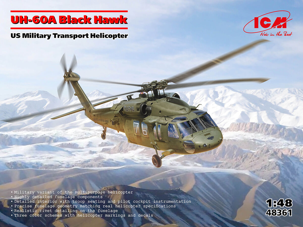 05 ICM 48361 UH-60A Black Hawk US Military Transport Helicopter 1/48