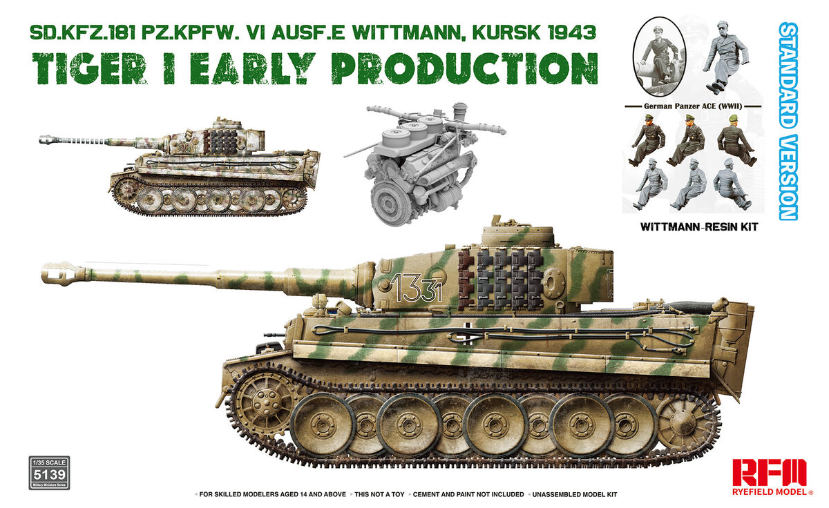 01 Rye Field Model 5139 Sd.Kfz. 181 Panzerkampfwagen VI Tiger Ausf. E Tiger I Early w/Figure 1/35