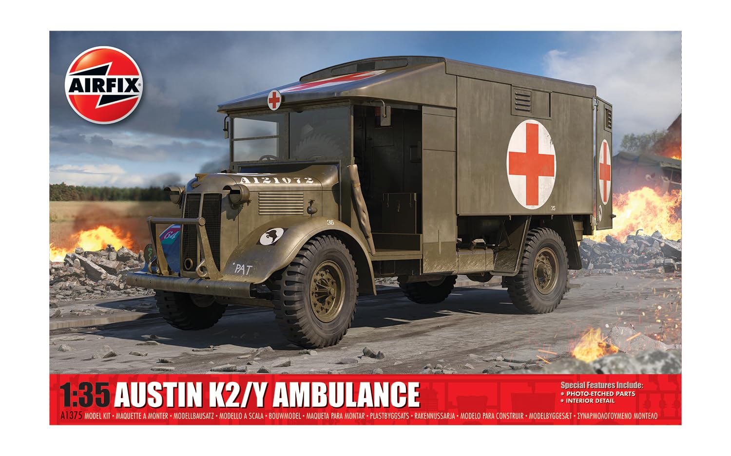 2 Airfix A1375 Austin K2/Y Ambulance w/Photo-Etched Parts & Interior Detail 1/35