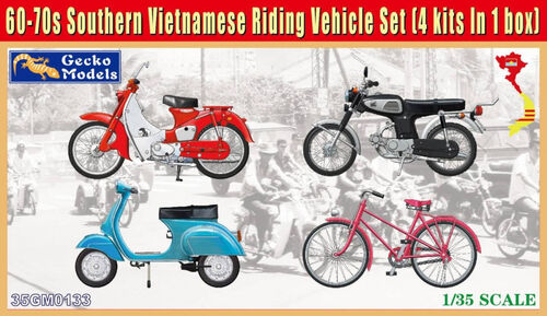 Gecko Models 35GM0133 60-70s Southern Vietnamese Riding Vehicle Set (4 kits in 1 Box) 1/35