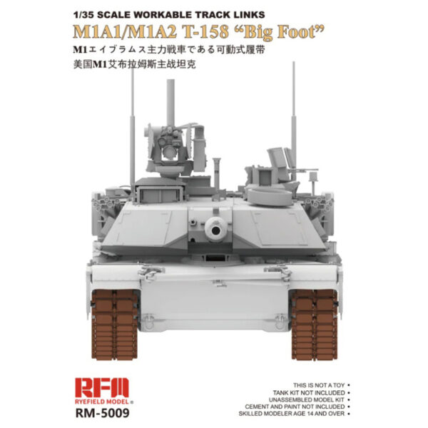 Rye Field Model RM-5009 Workable Tracks Links M1A1/M1A2 T-158 "Big Foot" 1/35