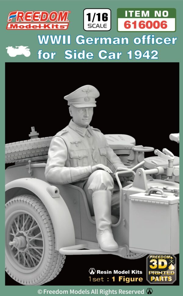 Freedom Model-Kits 616006 WWII German Officer for R75 Motorcycle w/Side Car 1/16