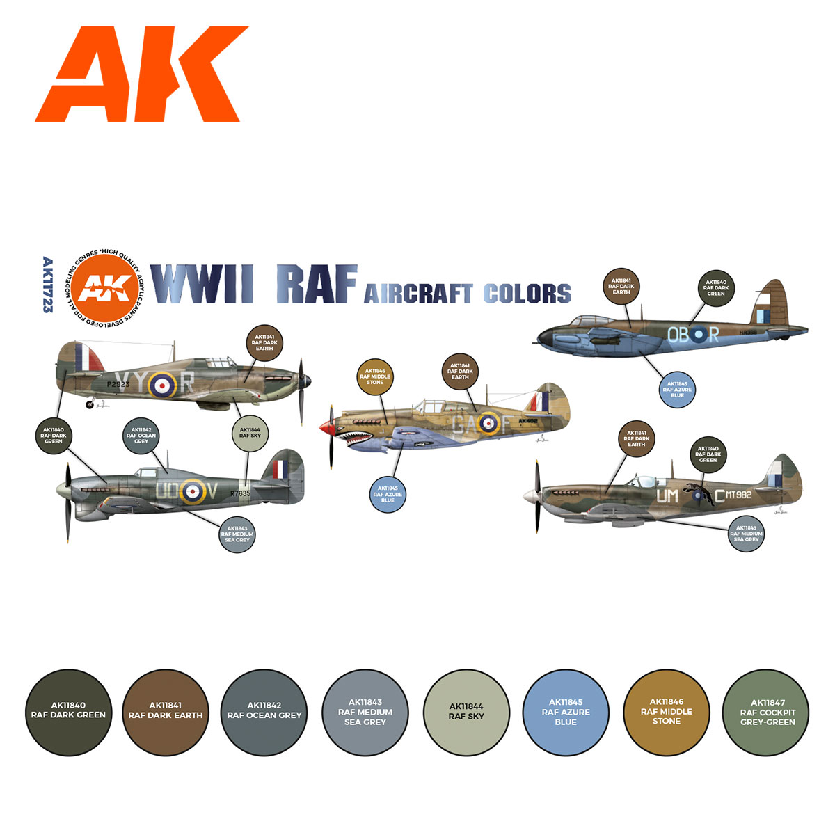 AK Interactive AK11723 WWII RAF Aircraft Colors Set 17ml X 8 - Afbeelding 2