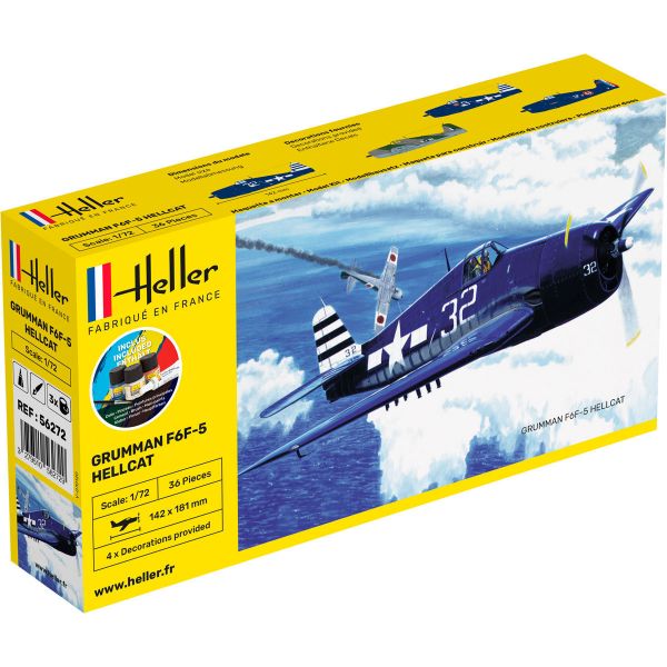 Heller 56272 Grumman F6F-5 Hellcat Set incl verf, lijm , penseel.  1/72