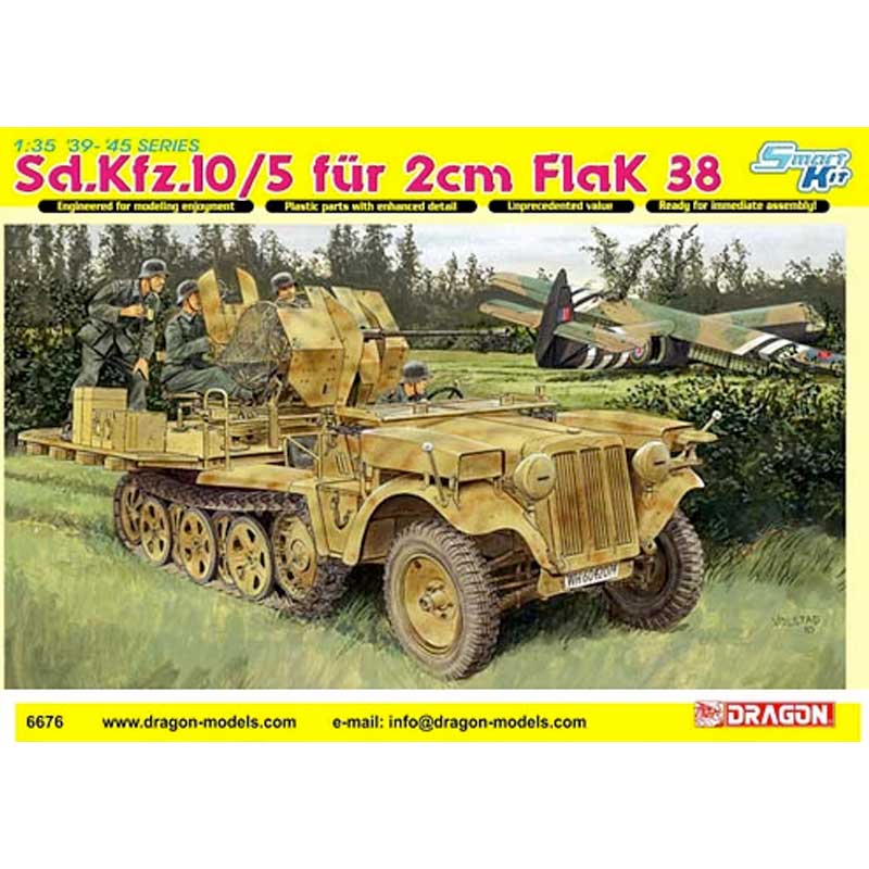 Dragon 6676 Sd.Kfz. 10/5 für 2cm FlaK 38( Free Book Inside) 1/35