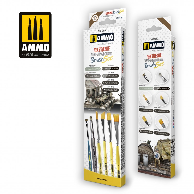 A.Mig-7612 Extreme Weathering Diorama Brush Set - Ammo by Mig Jimenez