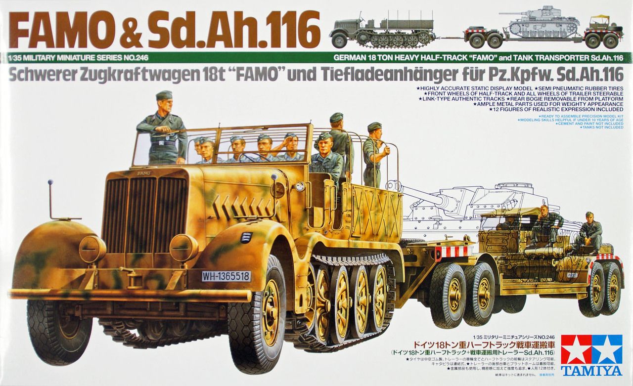 1 Tamiya 35246 FAMO & Sd.Ah.116 Schwerer Zugkraftwagen 18t und Tiefladeanhänger 1/35