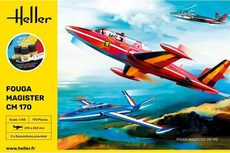 04 Heller 35510 Fouga Magister CM 170 Set ( incl. Verf en Lijm) 1/35