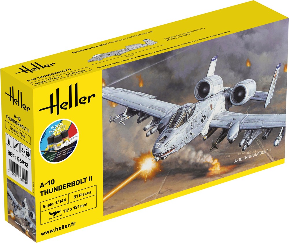 Heller 56912 A-10 Thunderbolt II Set incl verf, lijm , penseel.  1/144