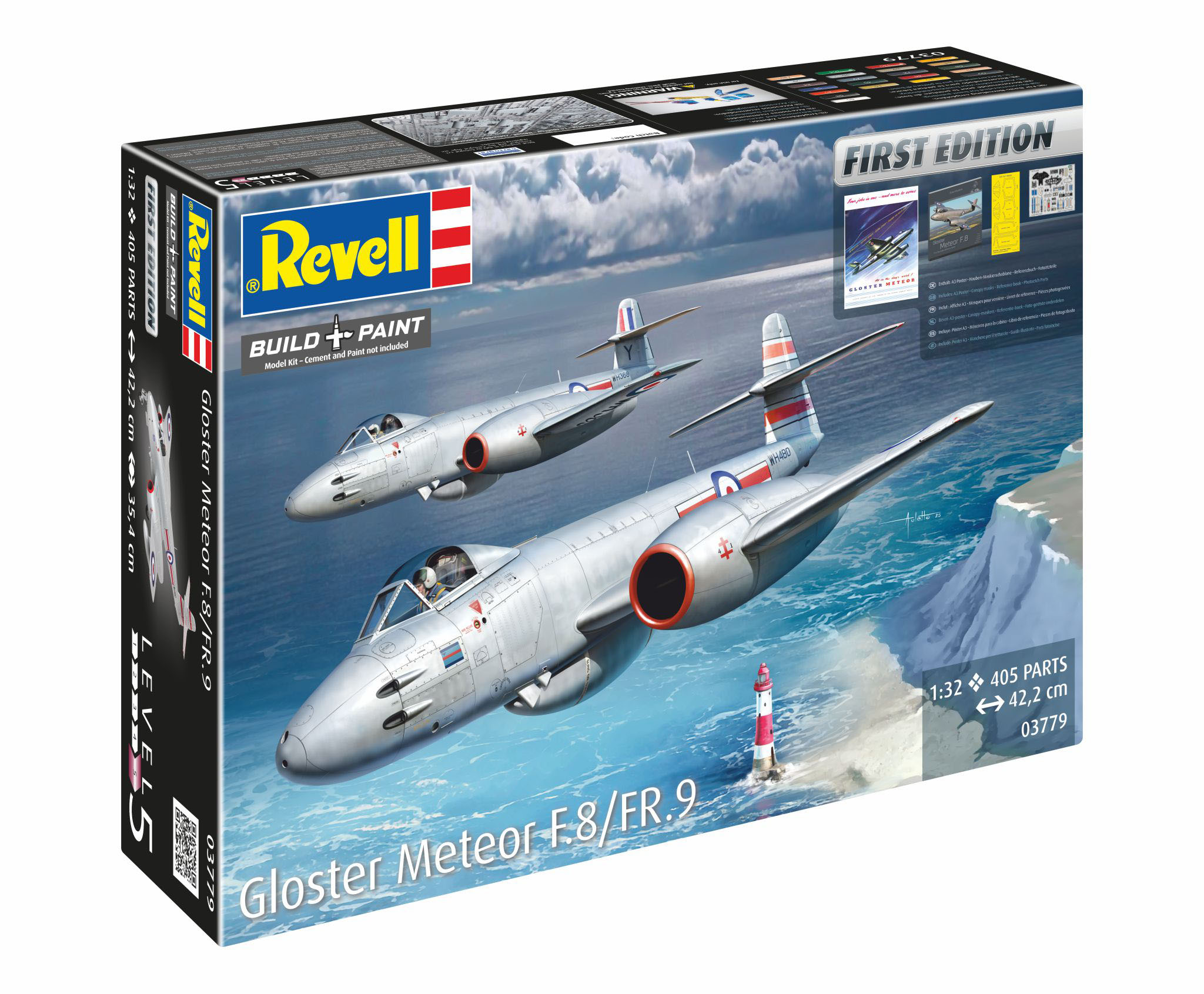 05 Revell 03779 Gloster Meteor F.8/FR.9 "First Edition" veel extra's w.o. B.A.F decals 1/32