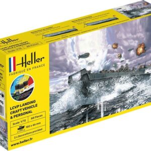 Heller 56995 LCVP Landing Craft Vehicle & Personnel Set incl verf, lijm , penseel. 1/72