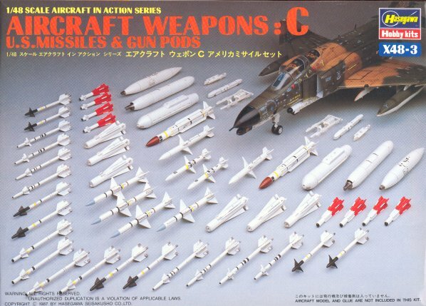 Hasegawa 36003 Aircraft Weapons : C     U.S. Missiles & Gun Pods 1/48