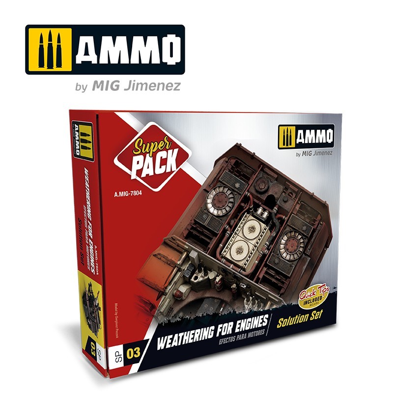 Ammo by Mig 7804 Super Pack Weathering for Engines Solution Set