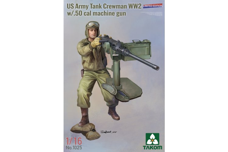 04 Takom 1025 US Army Tank Crewman WW2 w/.50 cal Machine Gun 1/16