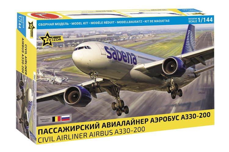 Zvezda 7047 Airbus A330-200 Civil Airliner inclusief Belgische versie (Sabena) 1/144 - Afbeelding 2